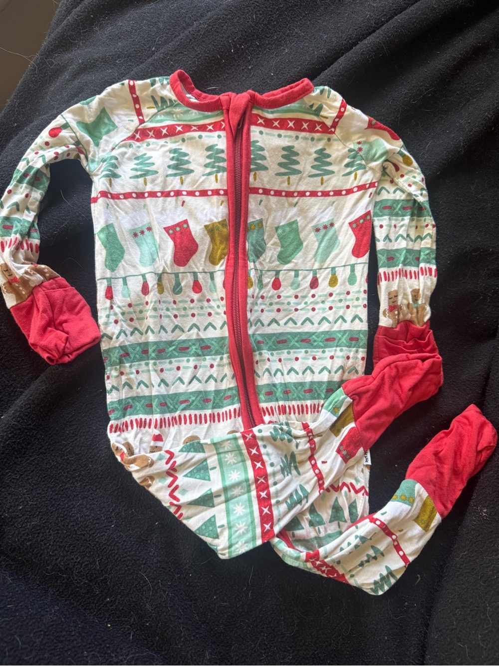 Little Sleepies Christmas Tree & Stocking Footed One-Piece - Red, Green, Gold